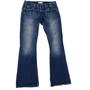 BIKE denim Women's Flared Bootcut Jeans Medium Wash Stretch Size 32x33.5